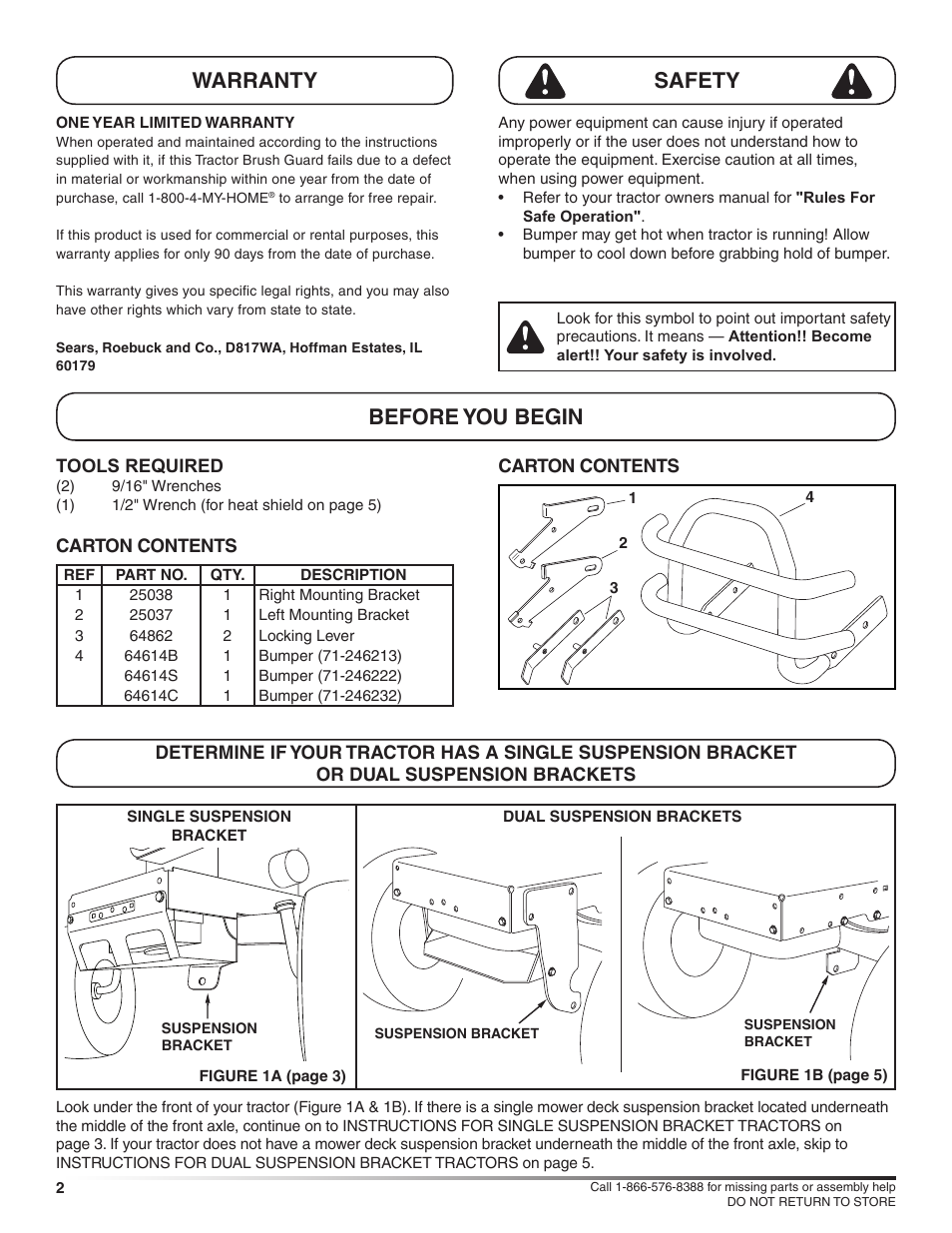 Warranty safety before you begin | Craftsman ASF 486.246222 User Manual | Page 2 / 8