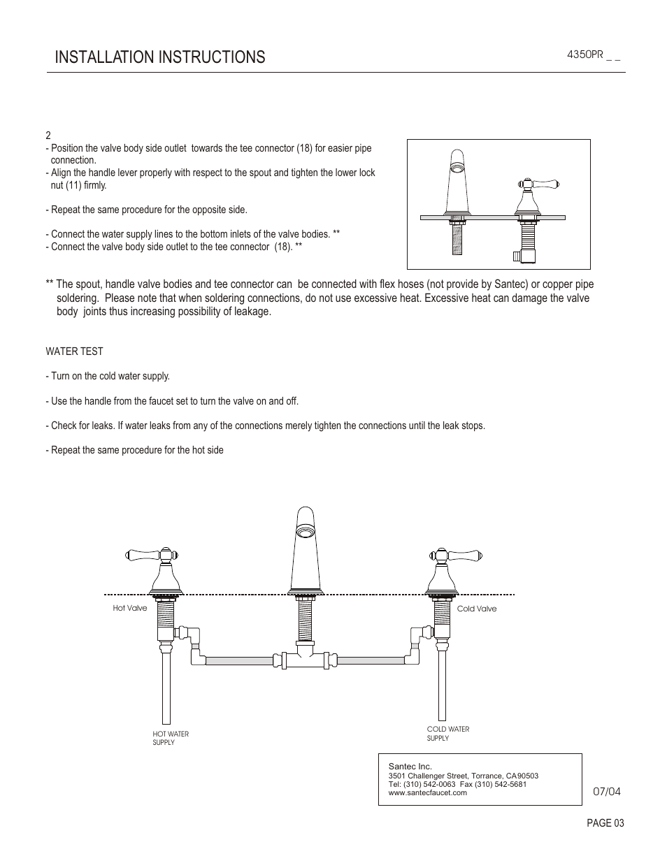 Installation instructions | Santec 4350PR User Manual | Page 3 / 4