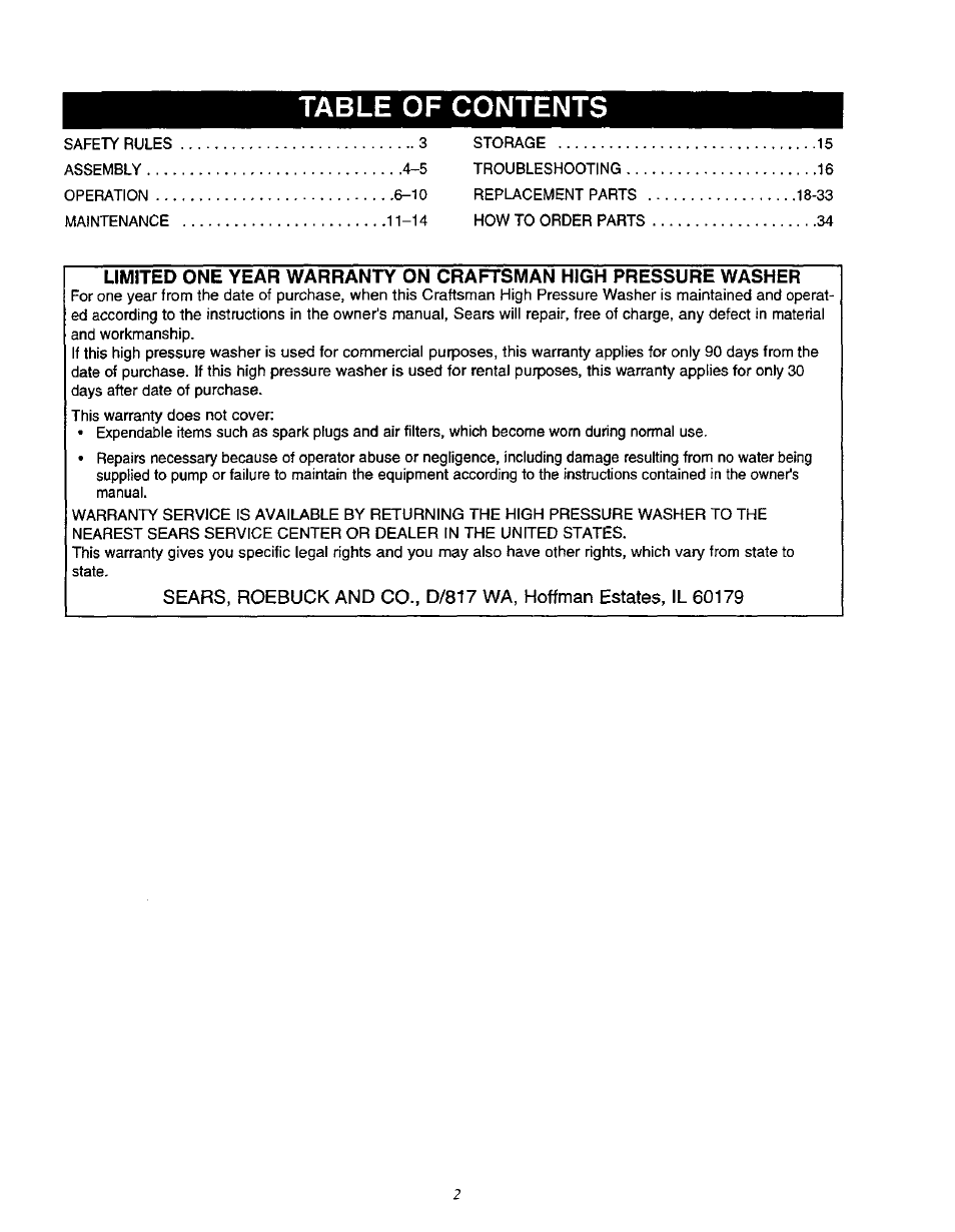 Craftsman 580.762010 User Manual | Page 2 / 34