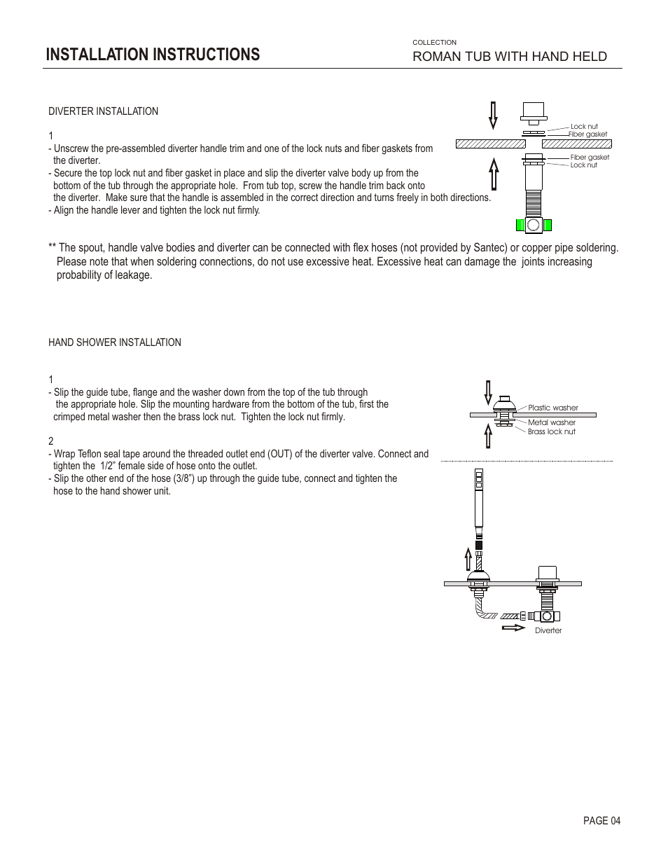 Installation instructions, Roman tub with hand held | Santec 5655MO User Manual | Page 4 / 6