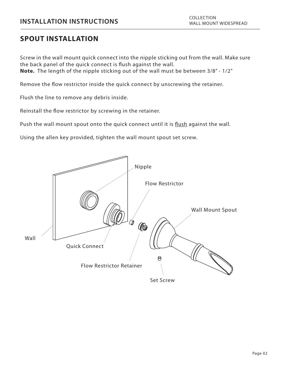 Spout installation, Installation instructions | Santec 6129EC User Manual | Page 2 / 4