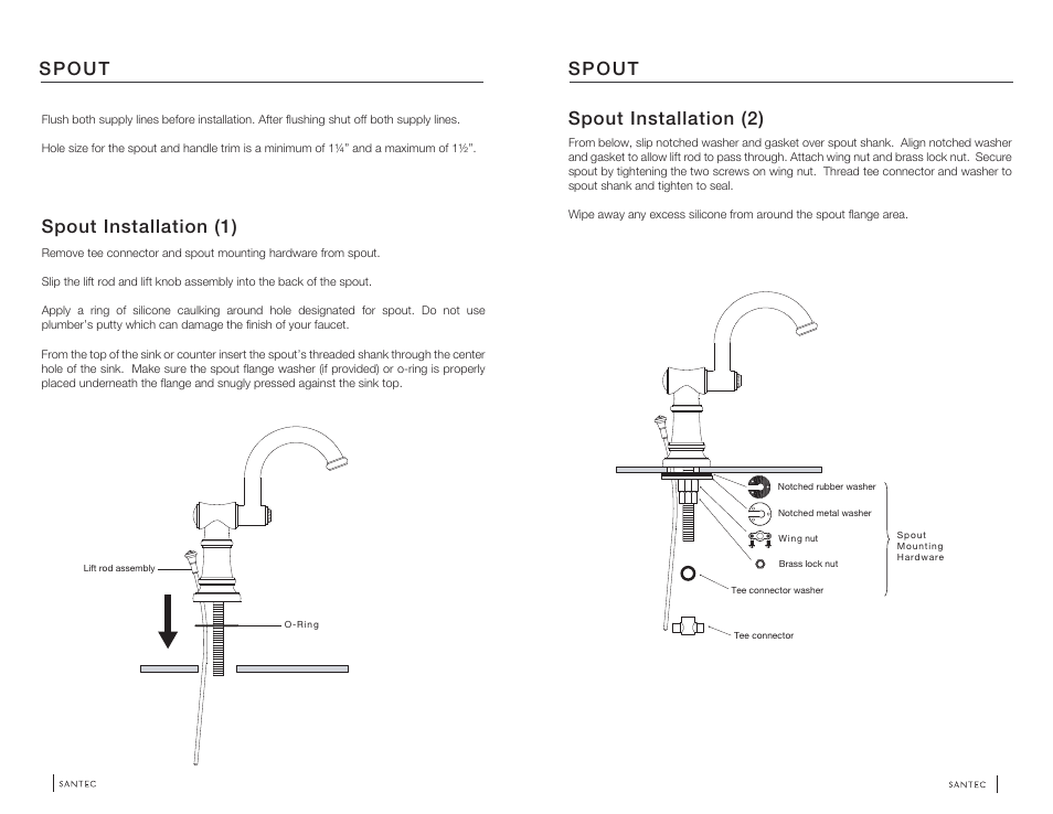Spout installation (1), Spout installation (2), Spout | Santec 6520VO User Manual | Page 2 / 5