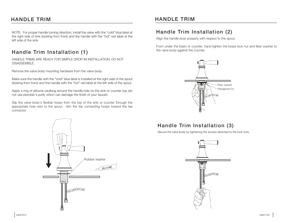 Handle trim installation (1), Handle trim installation (2), Handle trim installation (3) | Handle trim | Santec 6520VO User Manual | Page 3 / 5