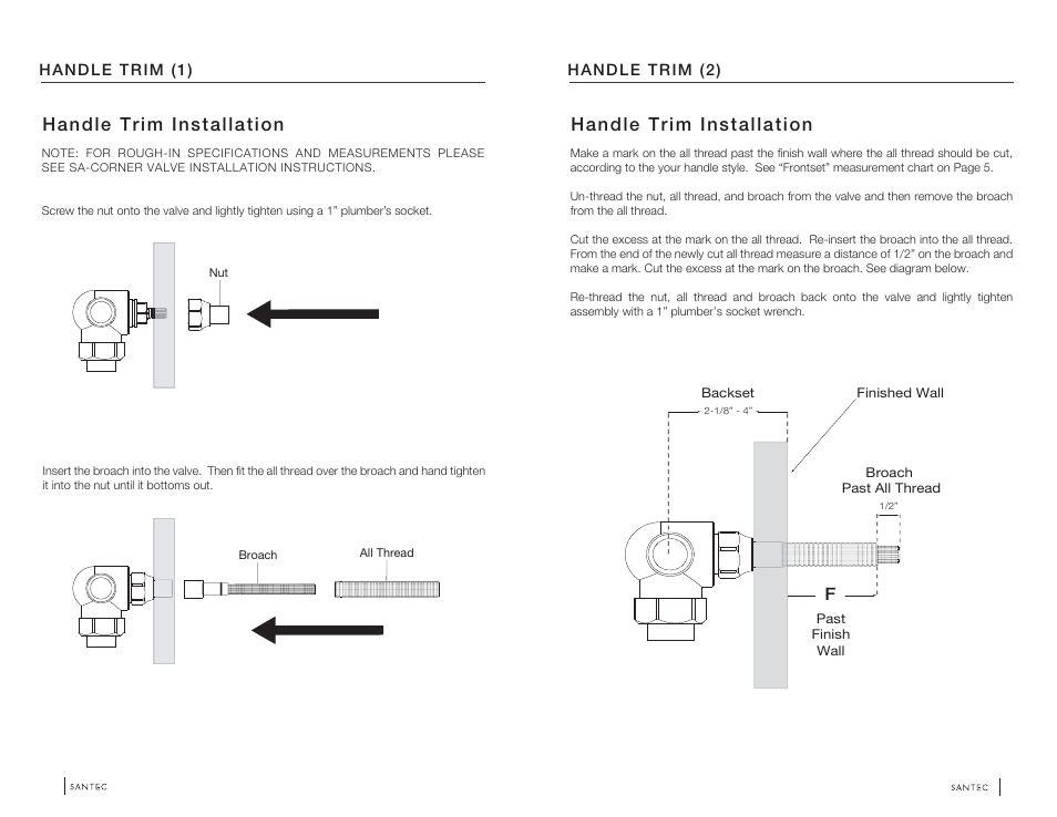 Handle trim installation | Santec 6529VO-TM User Manual | Page 2 / 4