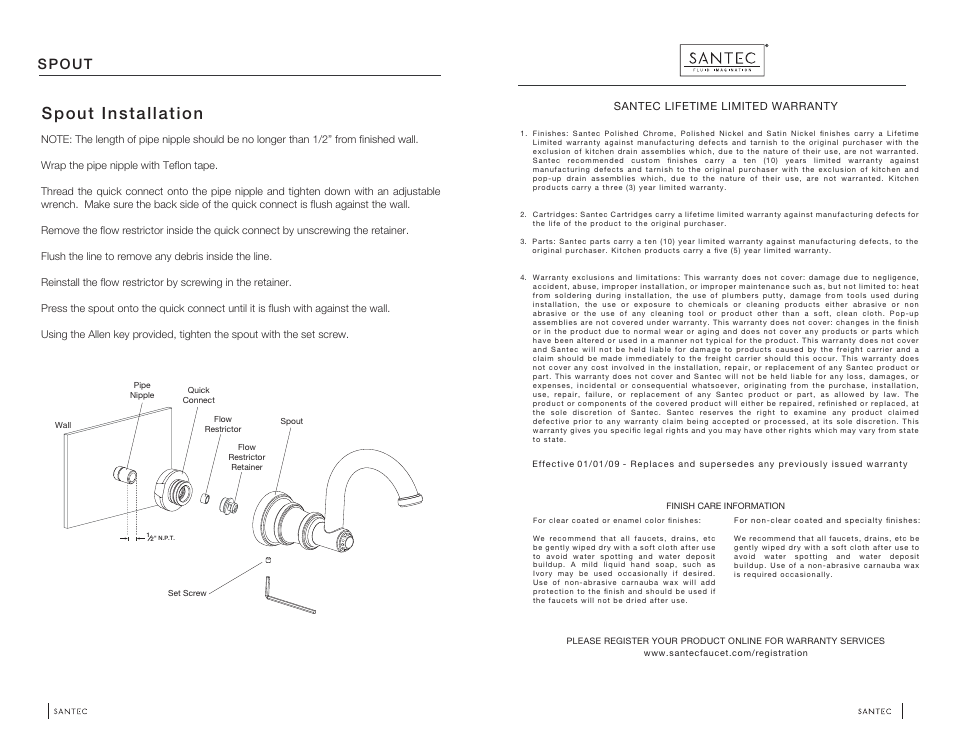 Spout installation, Spout | Santec 6529VO-TM User Manual | Page 4 / 4