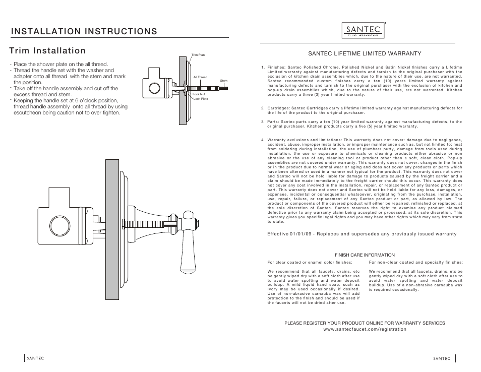 Trim installation, Installation instructions | Santec 6532VO-TM User Manual | Page 2 / 2
