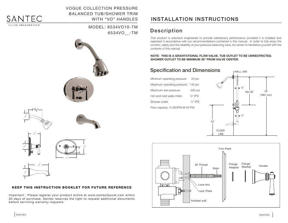 Santec 6534VO-TM User Manual | 2 pages