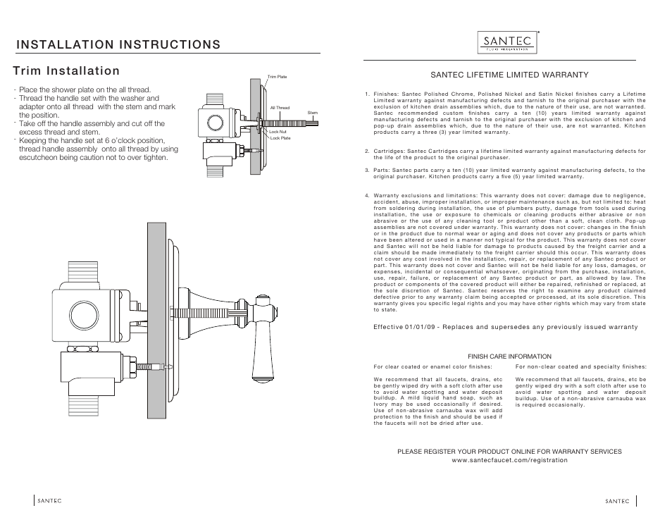 Trim installation, Installation instructions | Santec 6534VO-TM User Manual | Page 2 / 2