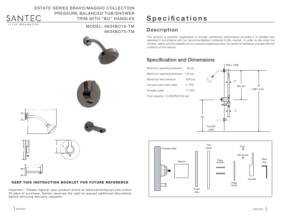 Santec 6634BO-TM User Manual | 3 pages