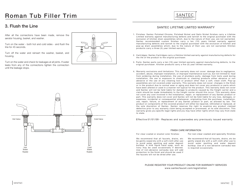 Roman tub filler trim, Flush the line | Santec 6650BO-TM User Manual | Page 2 / 2