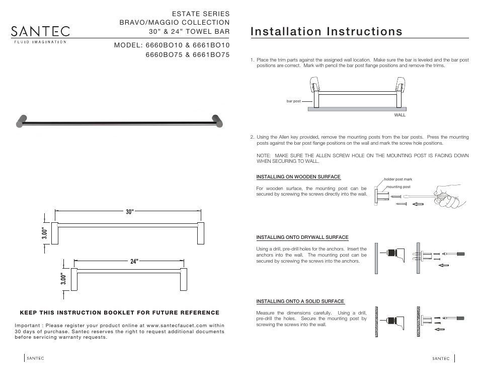 Santec 6660BO User Manual | 2 pages