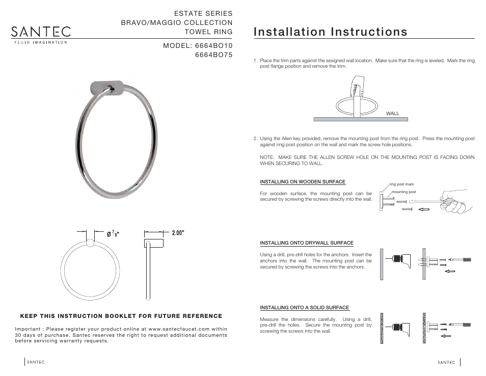Santec 6664BO User Manual | 2 pages