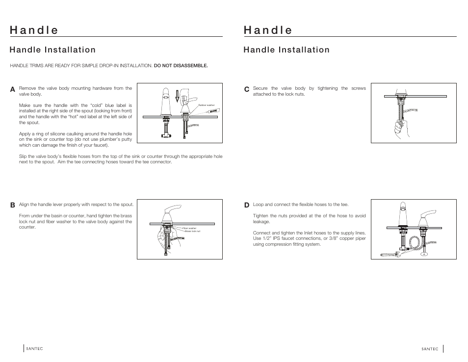 Handle installation | Santec 6720AR User Manual | Page 2 / 4