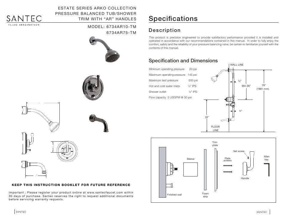 Santec 6734AR-TM User Manual | 3 pages