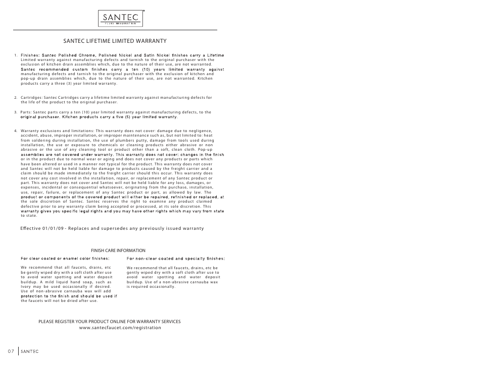 Santec lifetime limited warranty | Santec 6780AR User Manual | Page 4 / 4