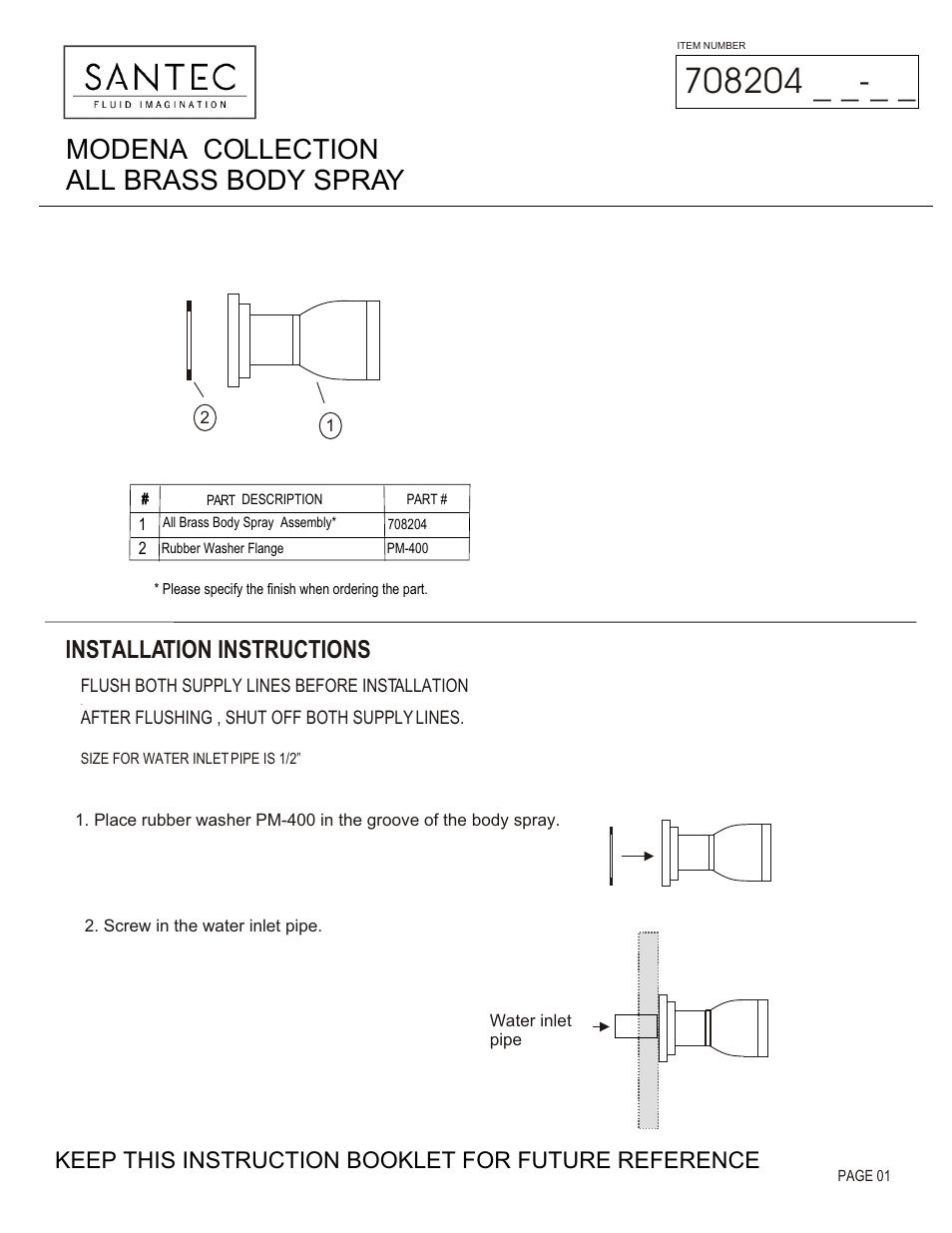 Santec 708204 User Manual | 2 pages