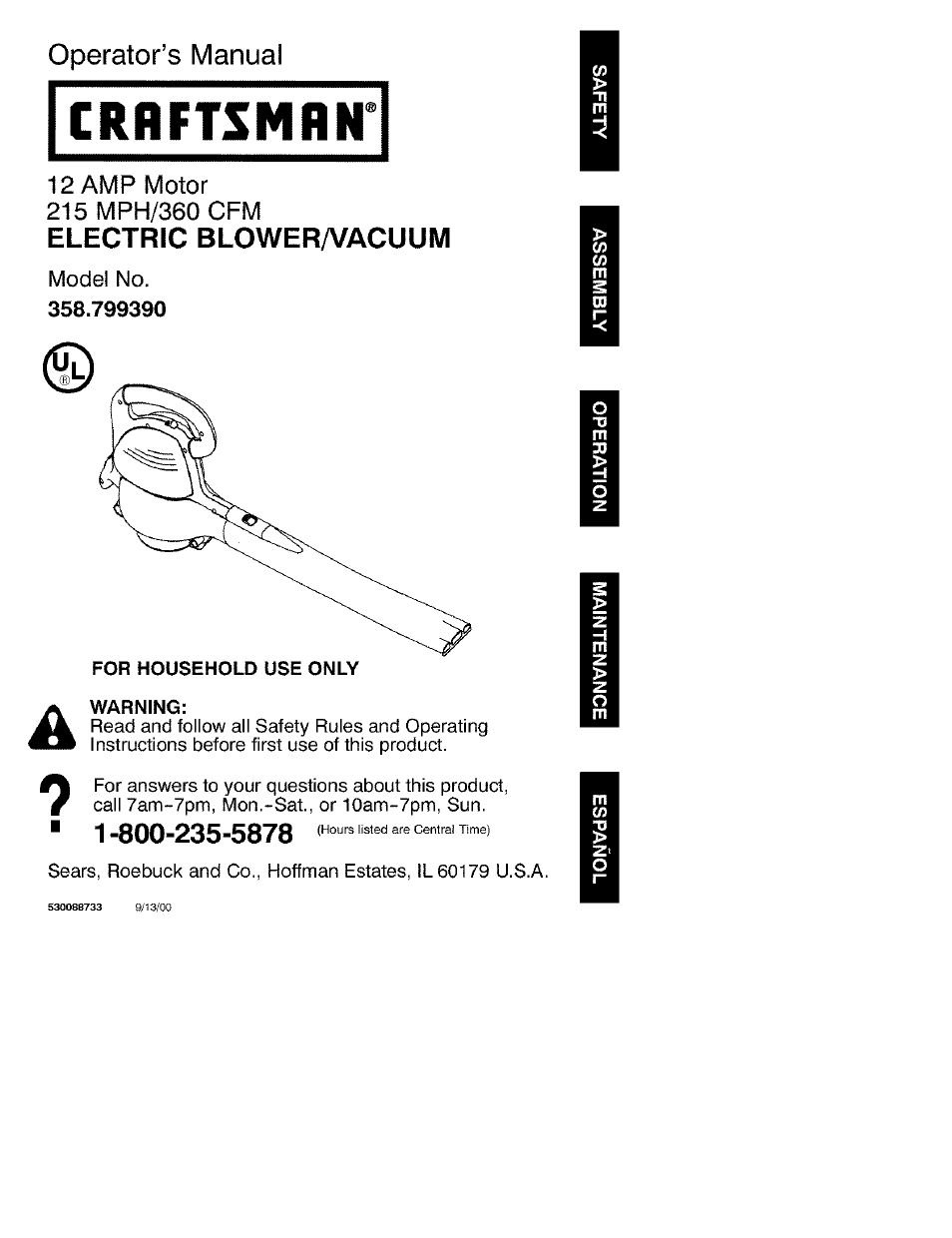 Craftsman 358.799390 User Manual | 22 pages