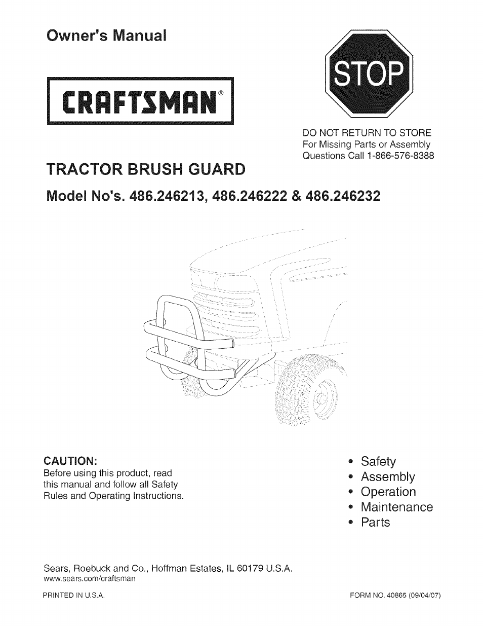 Craftsman 486.246232 User Manual | 8 pages