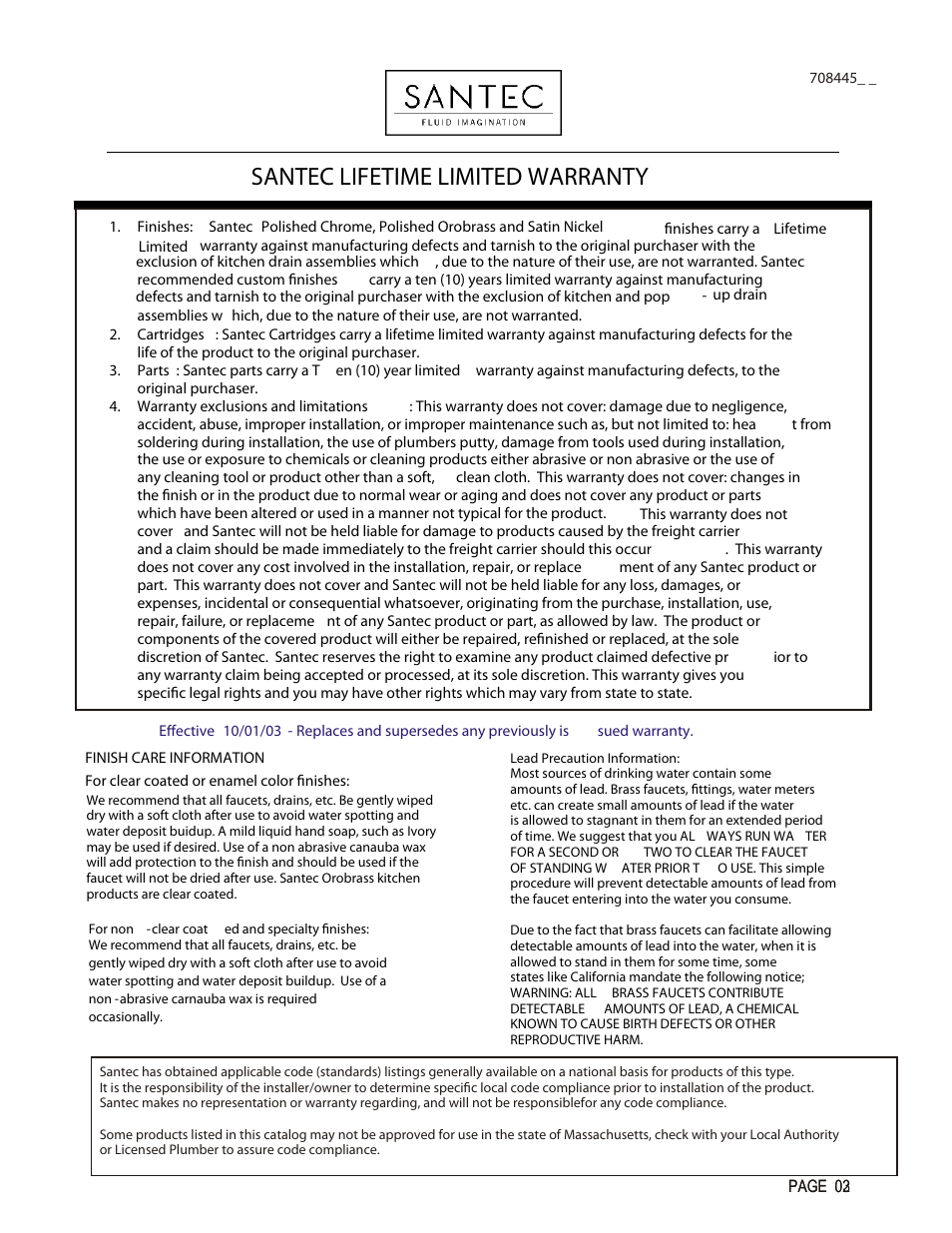 Santec lifetime limited warranty | Santec 708445 User Manual | Page 2 / 2