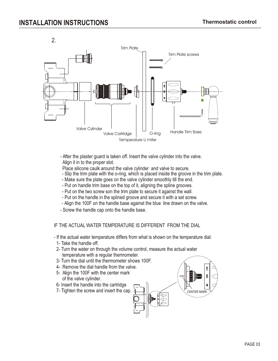 Installation instructions, Thermostatic control, Page 03 | Santec 7093EC User Manual | Page 3 / 4