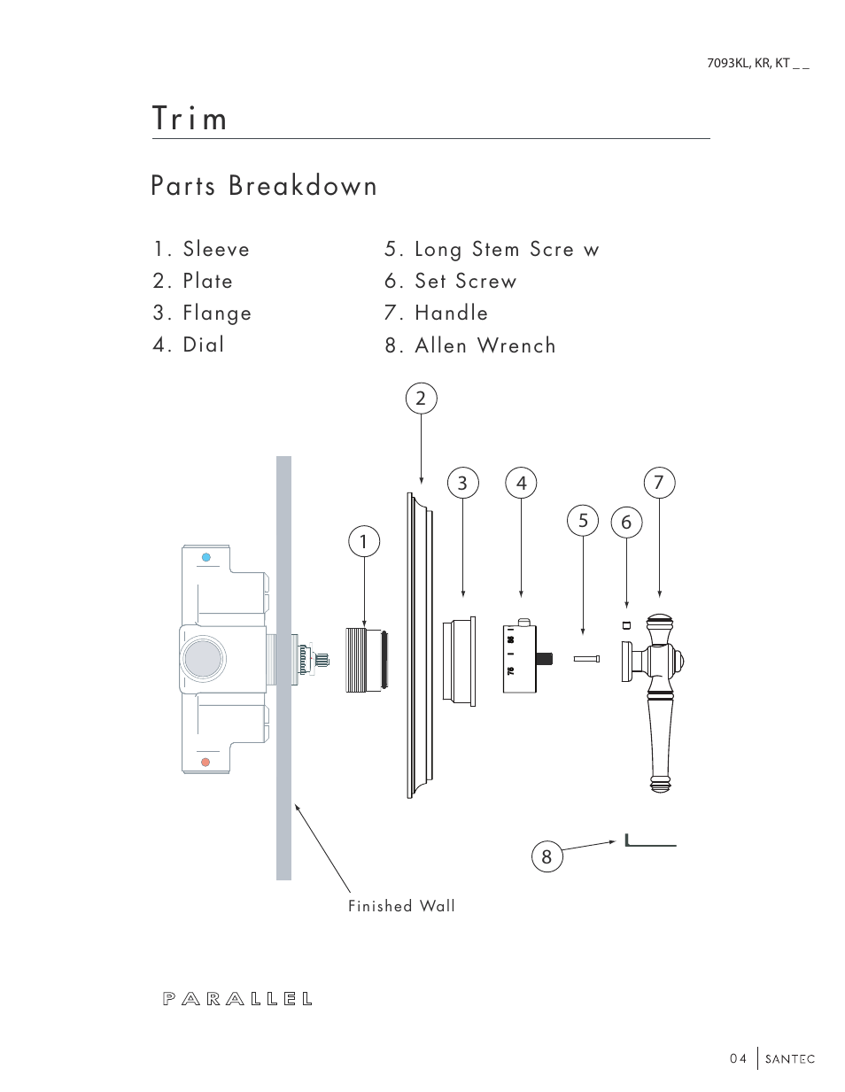 Tr i m, Parts breakdown | Santec 7093KT-TM User Manual | Page 4 / 12