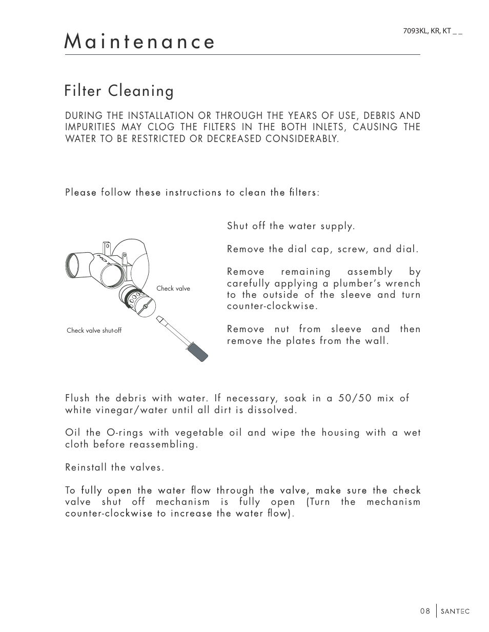 Filter cleaning | Santec 7093KT-TM User Manual | Page 8 / 12