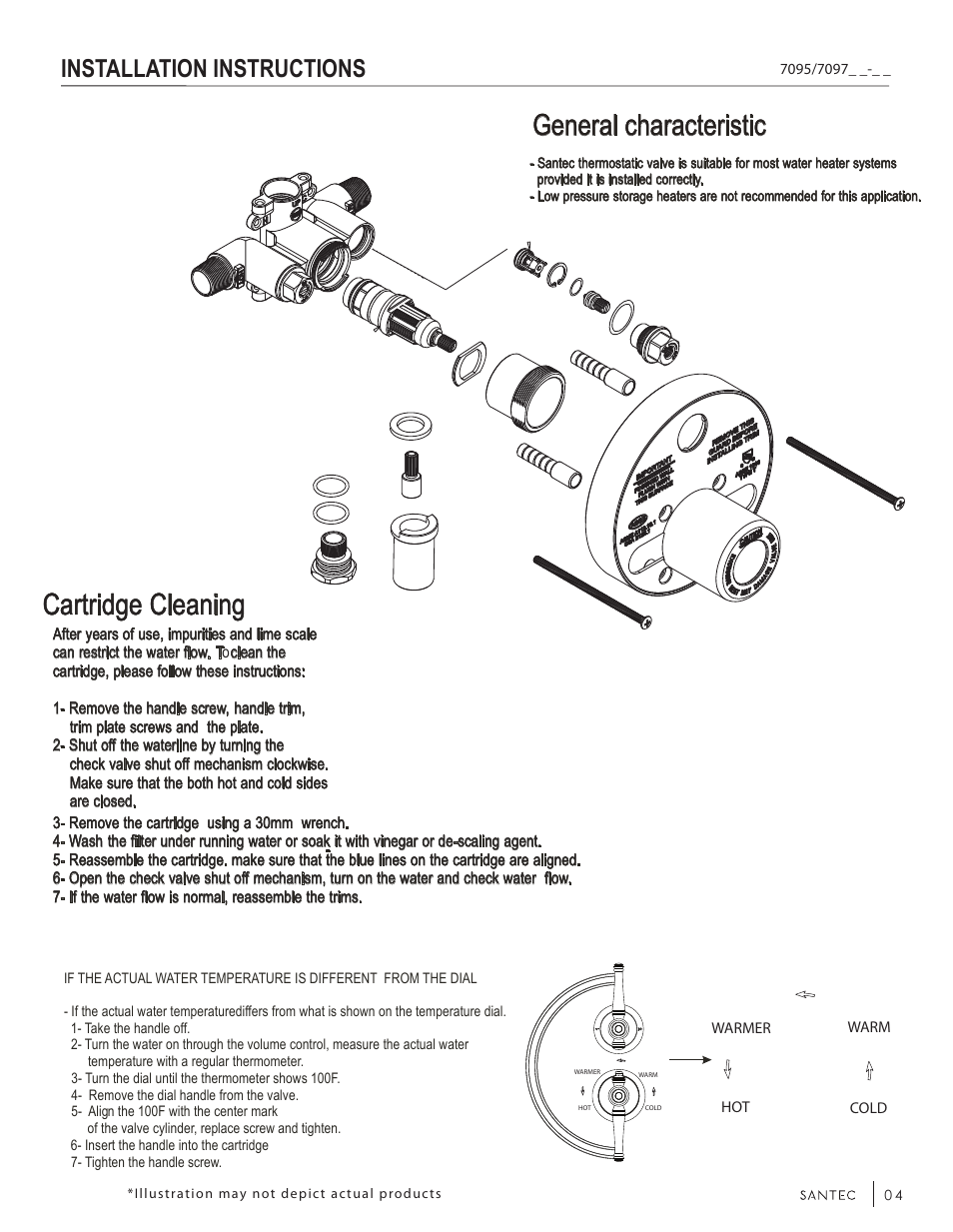 Cartridge cartridge cleaning cleaning, General general characteristic characteristic, Installation instructions | Santec 7097..-TM User Manual | Page 4 / 6