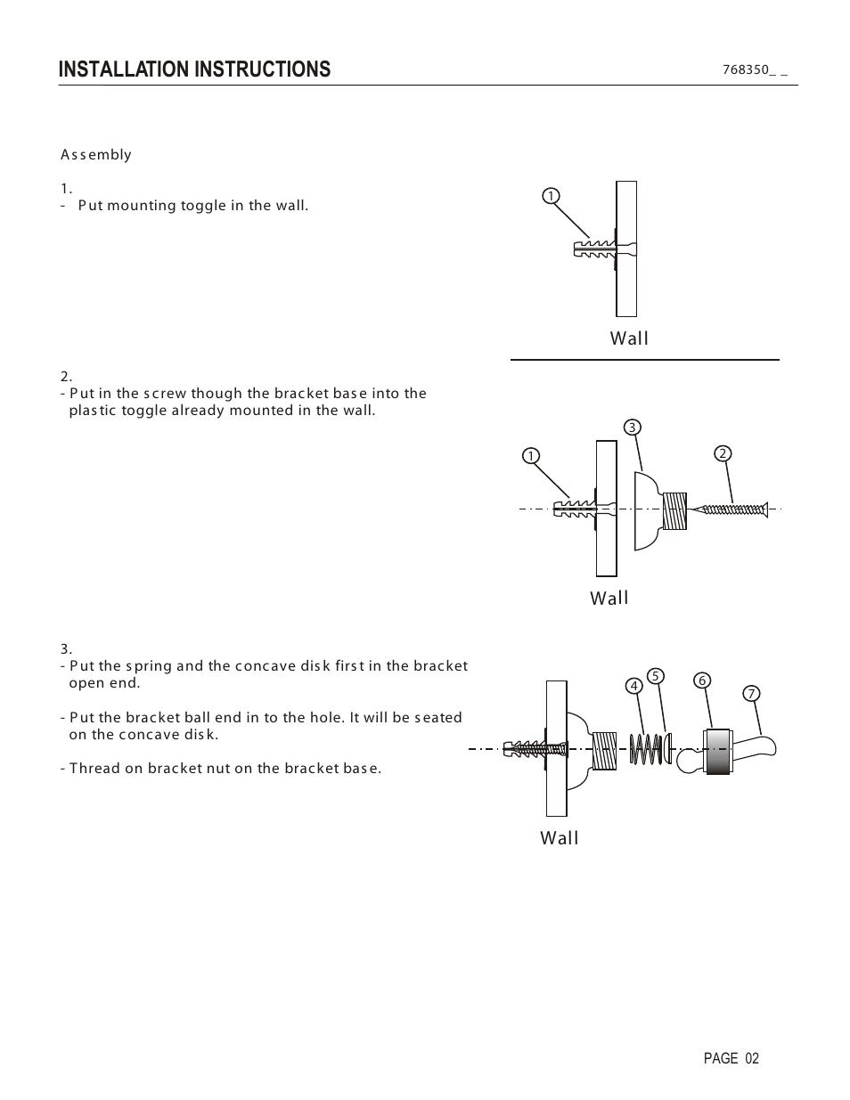 Installation instructions, Wall | Santec 768350 User Manual | Page 2 / 4