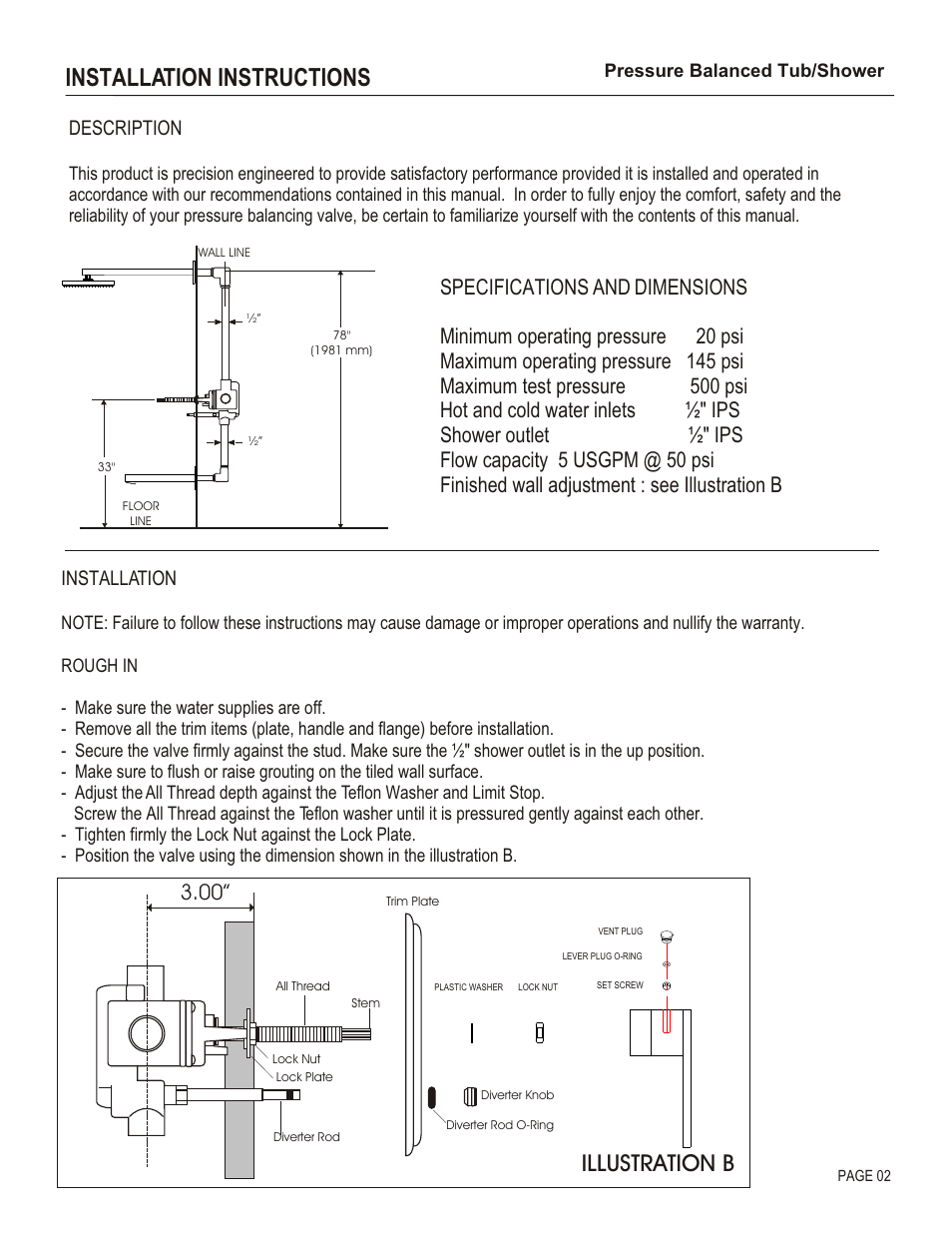 Installation instructions, Illustration b, Description | Installation | Santec 7834UL-TM User Manual | Page 2 / 4