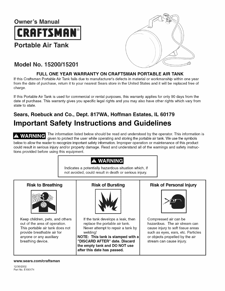 Craftsman Model 15201 User Manual | 2 pages