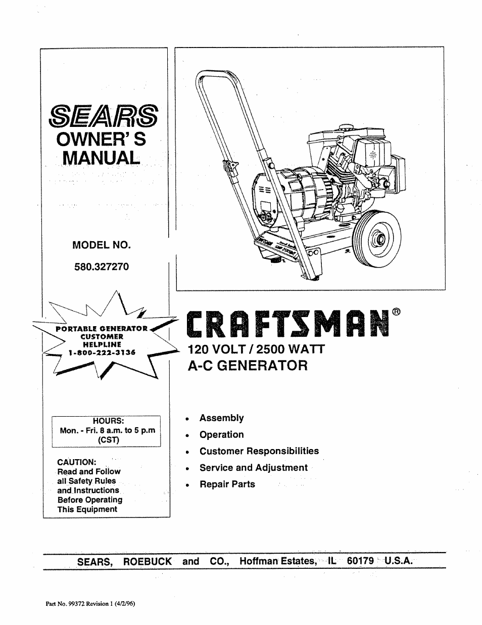 Craftsman 580.327270 User Manual | 20 pages