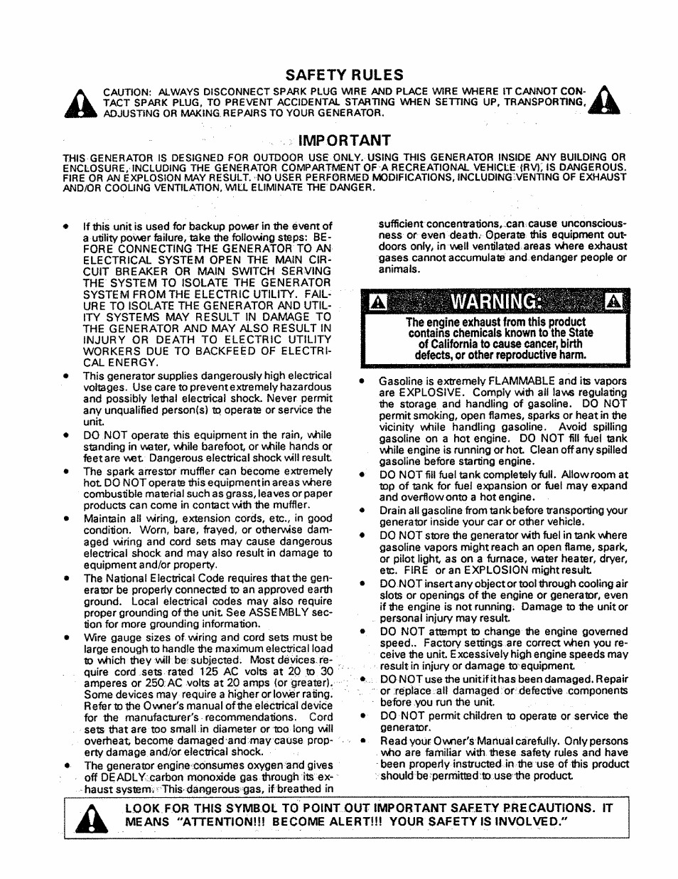 Safety rules, Important, Warning | Craftsman 580.327270 User Manual | Page 2 / 20