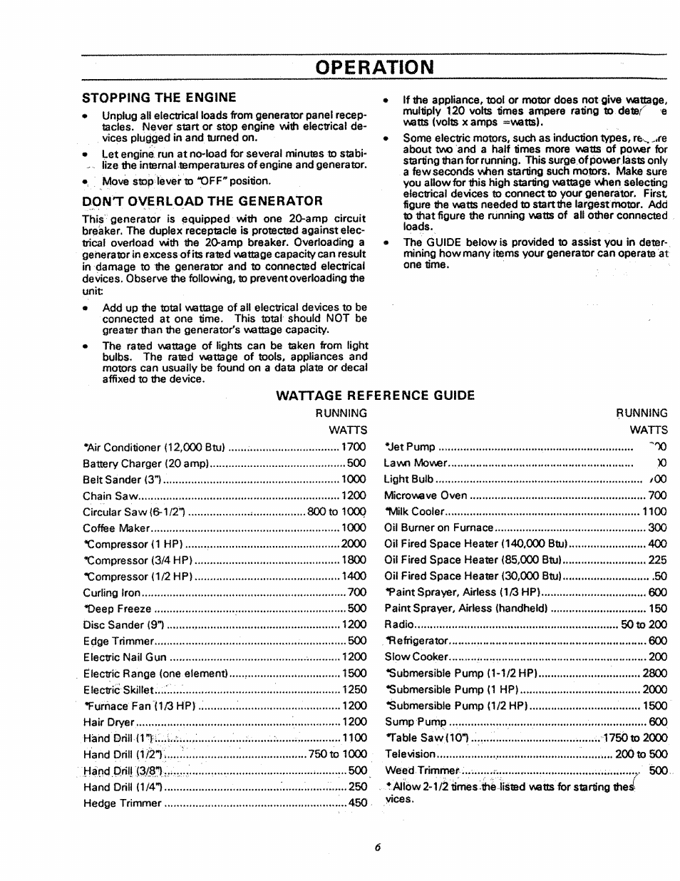 Operation | Craftsman 580.327270 User Manual | Page 8 / 20