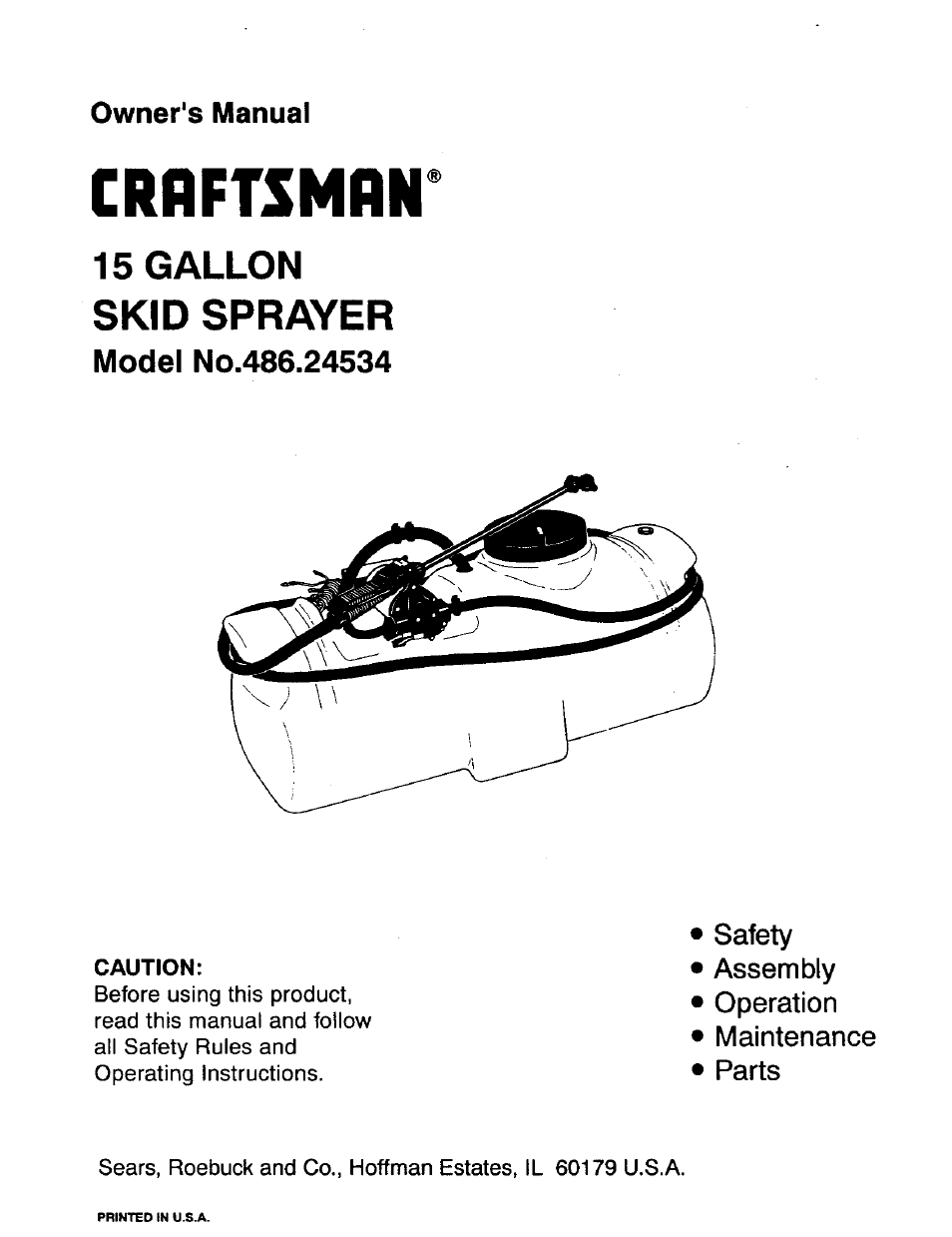 Craftsman 486.24534 User Manual | 8 pages