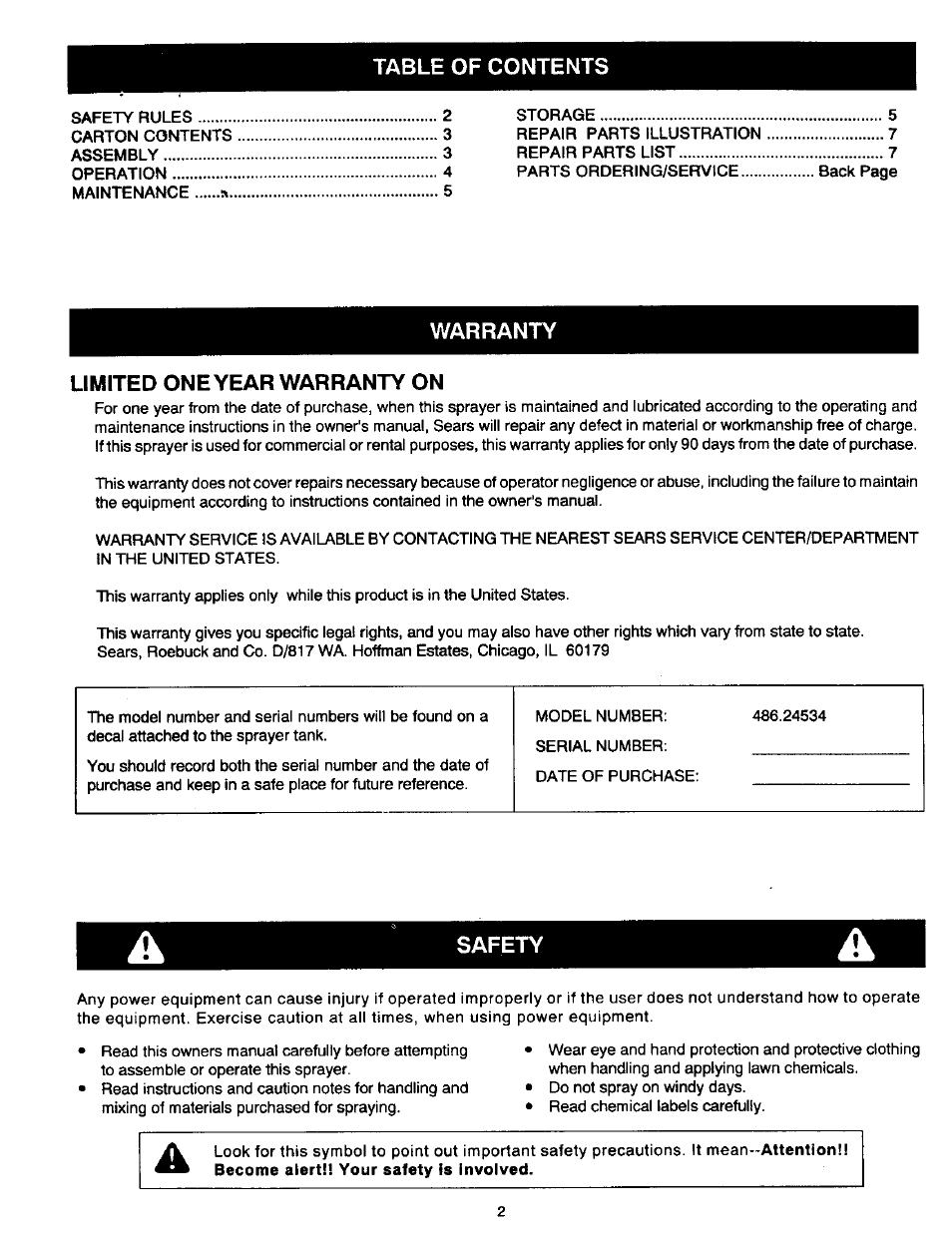 Craftsman 486.24534 User Manual | Page 2 / 8