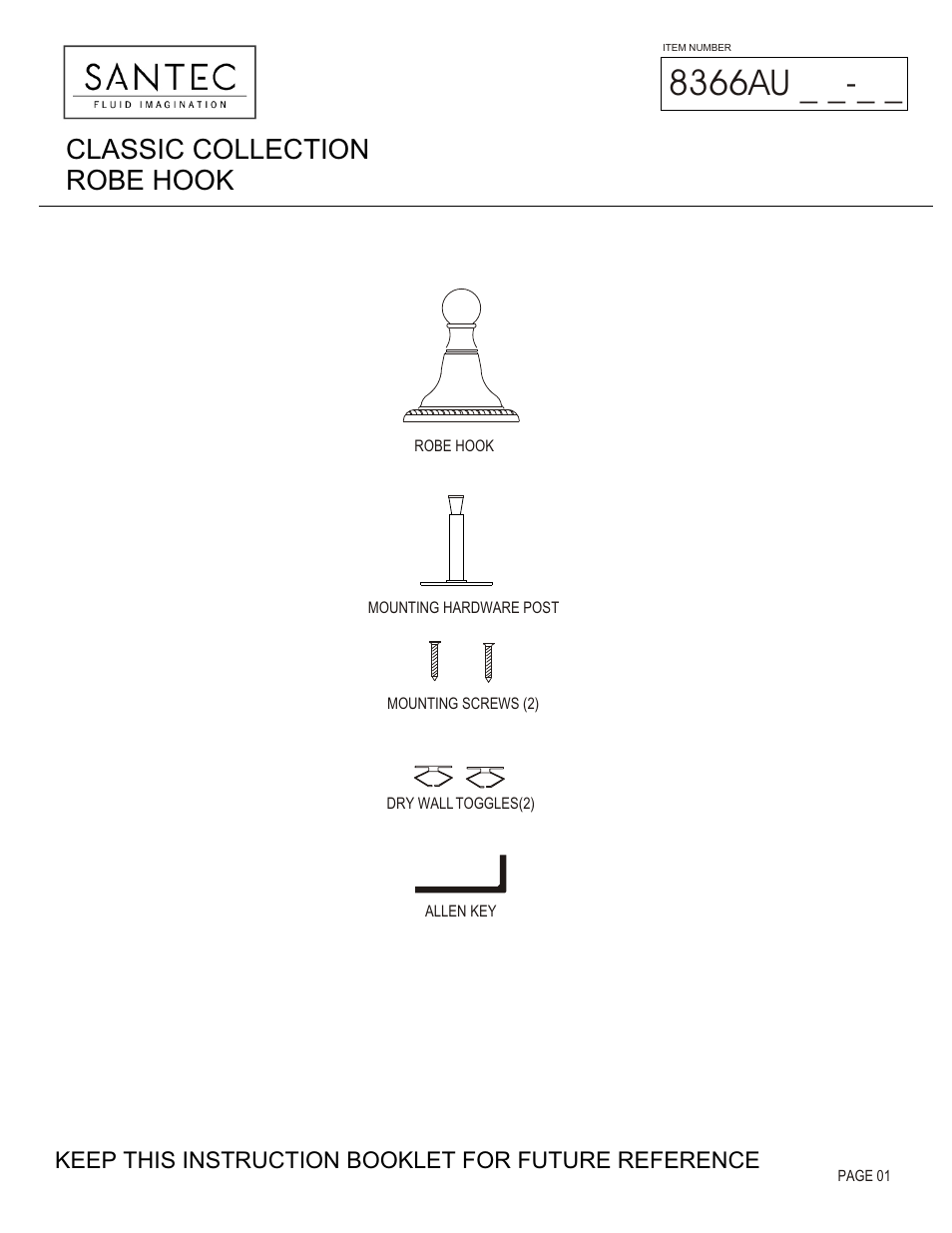 Santec 8366AU User Manual | 3 pages