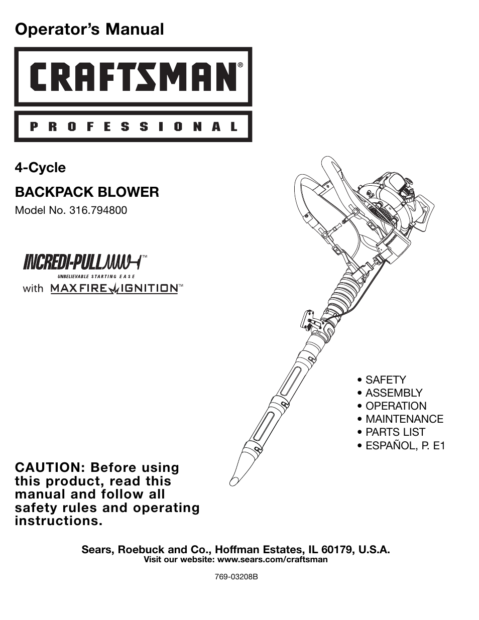 Craftsman 316.7948 User Manual | 36 pages