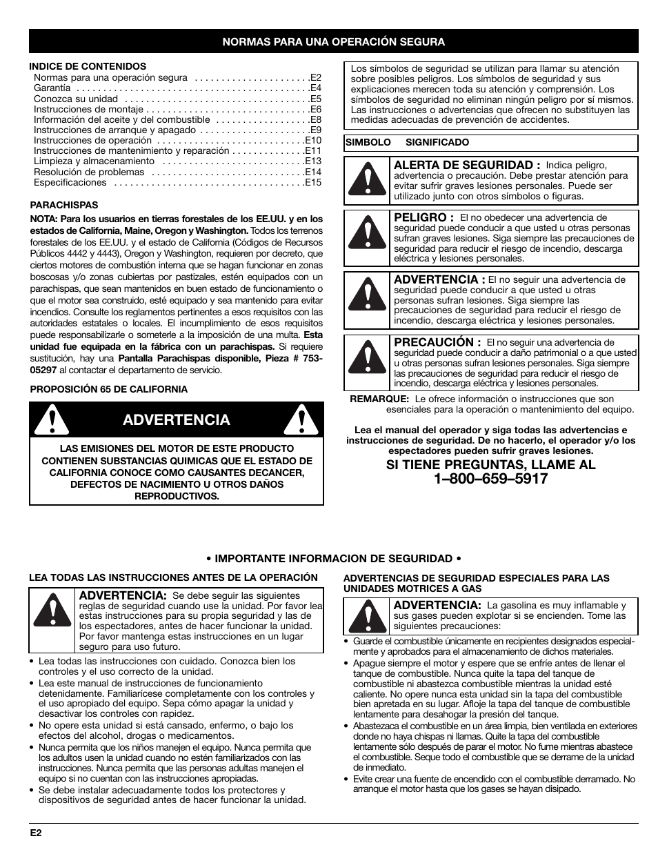 Advertencia | Craftsman 316.7948 User Manual | Page 18 / 36