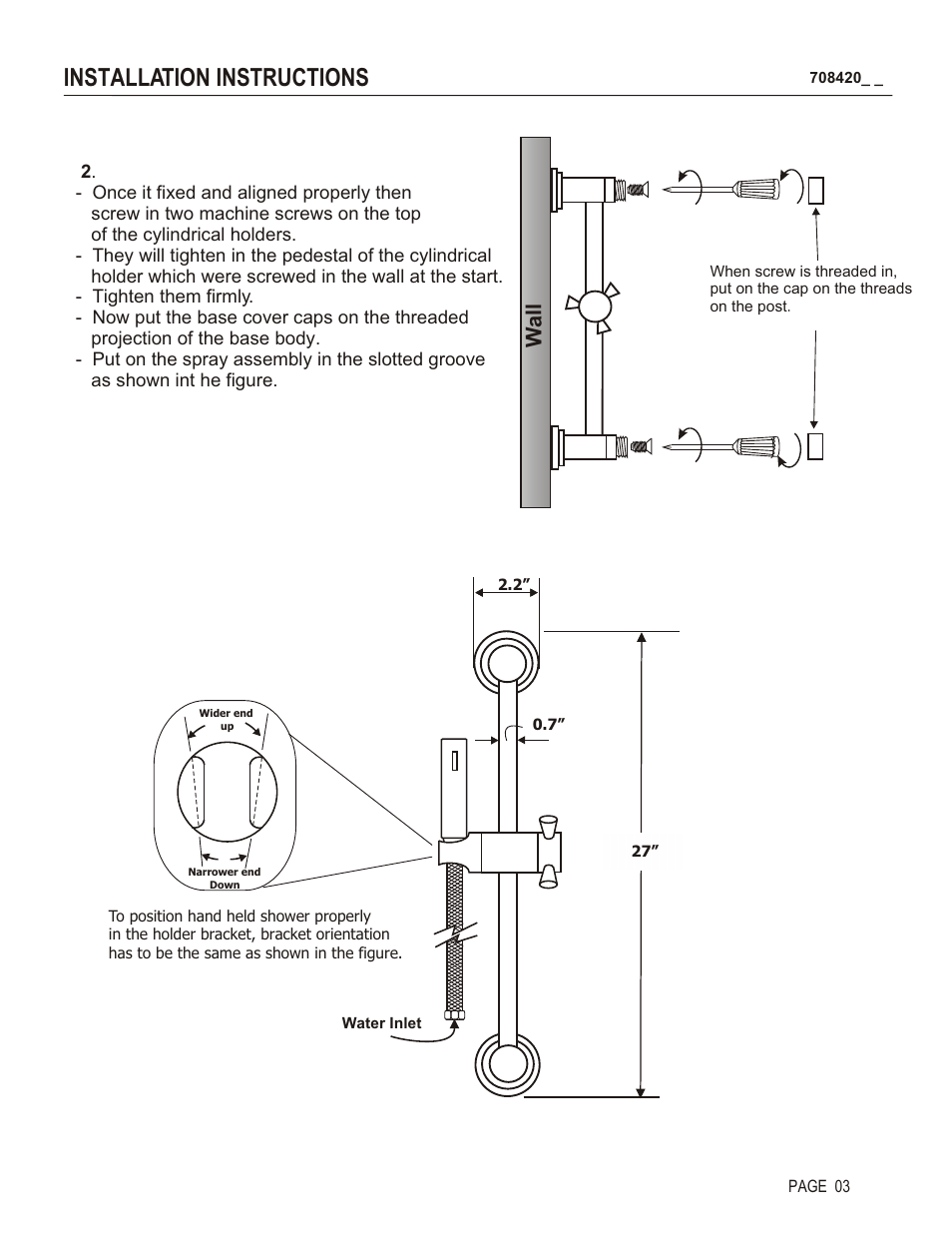 Installation instructions, Wa ll f | Santec 708420 User Manual | Page 3 / 4