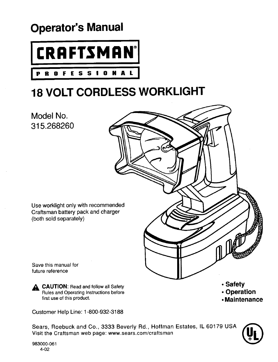 Craftsman 315.268260 User Manual | 16 pages