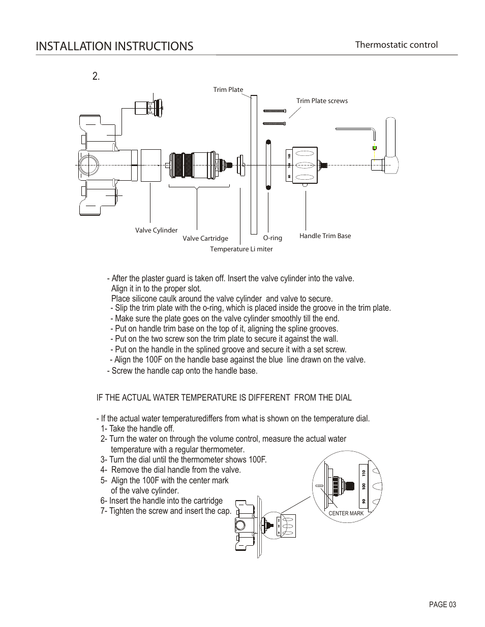 Installation instructions, Thermostatic control | Santec 7093DC-TM User Manual | Page 3 / 4