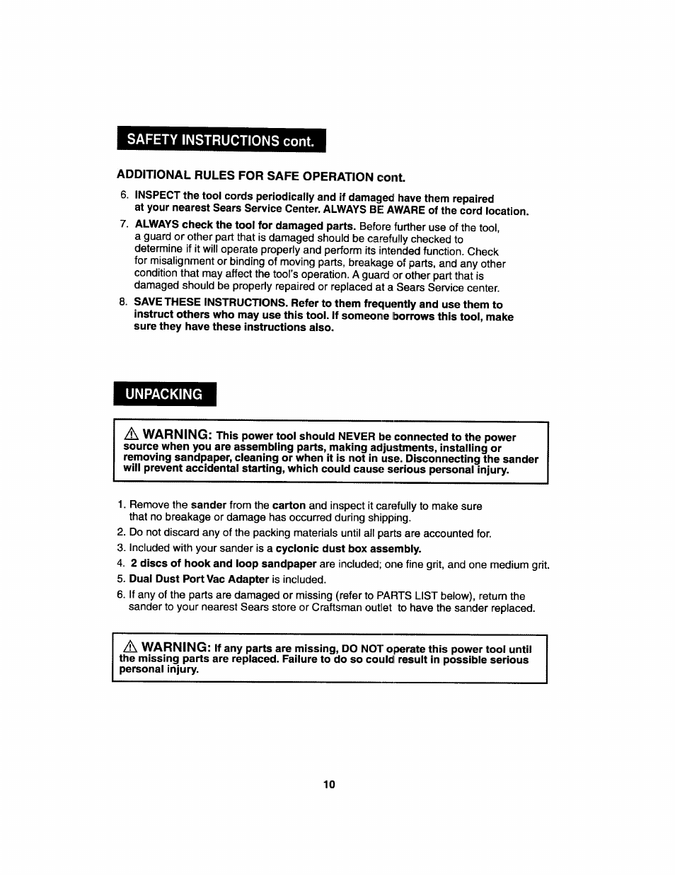 Craftsman 172.27673 User Manual | Page 10 / 52
