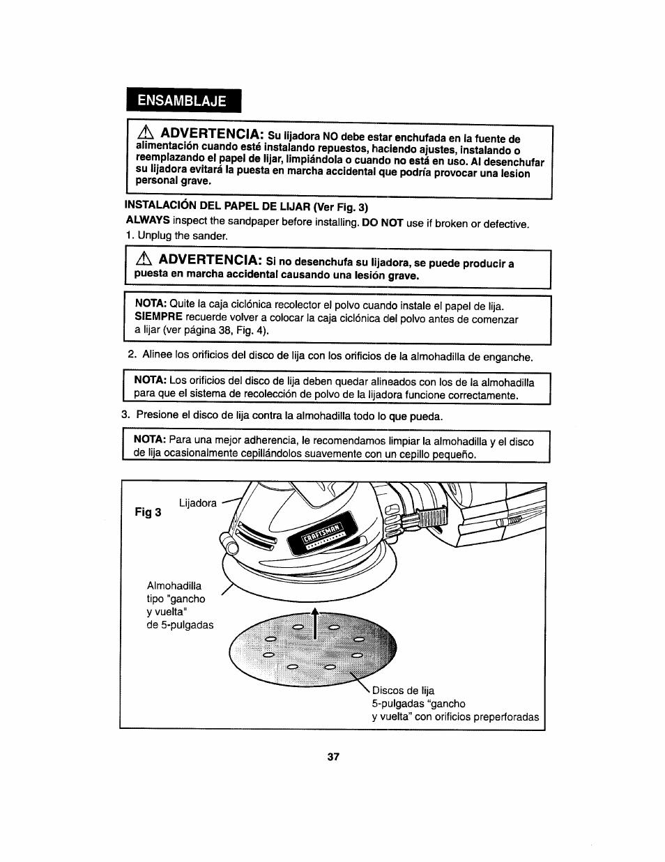Descripción coni | Craftsman 172.27673 User Manual | Page 38 / 52