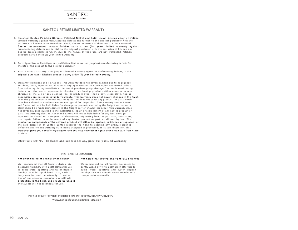 Santec lifetime limited warranty | Santec DT-CR-TM User Manual | Page 2 / 2
