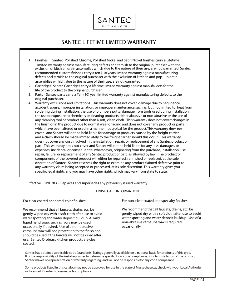 Santec lifetime limited warranty | Santec YY-CR User Manual | Page 3 / 3