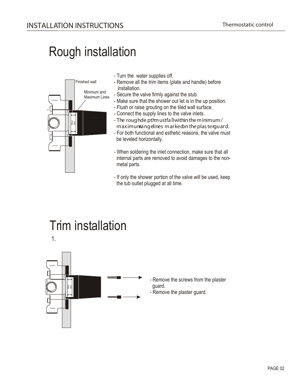 Rough installation, Trim installation, Installation instructions | Santec 7093CR-TM User Manual | Page 2 / 4