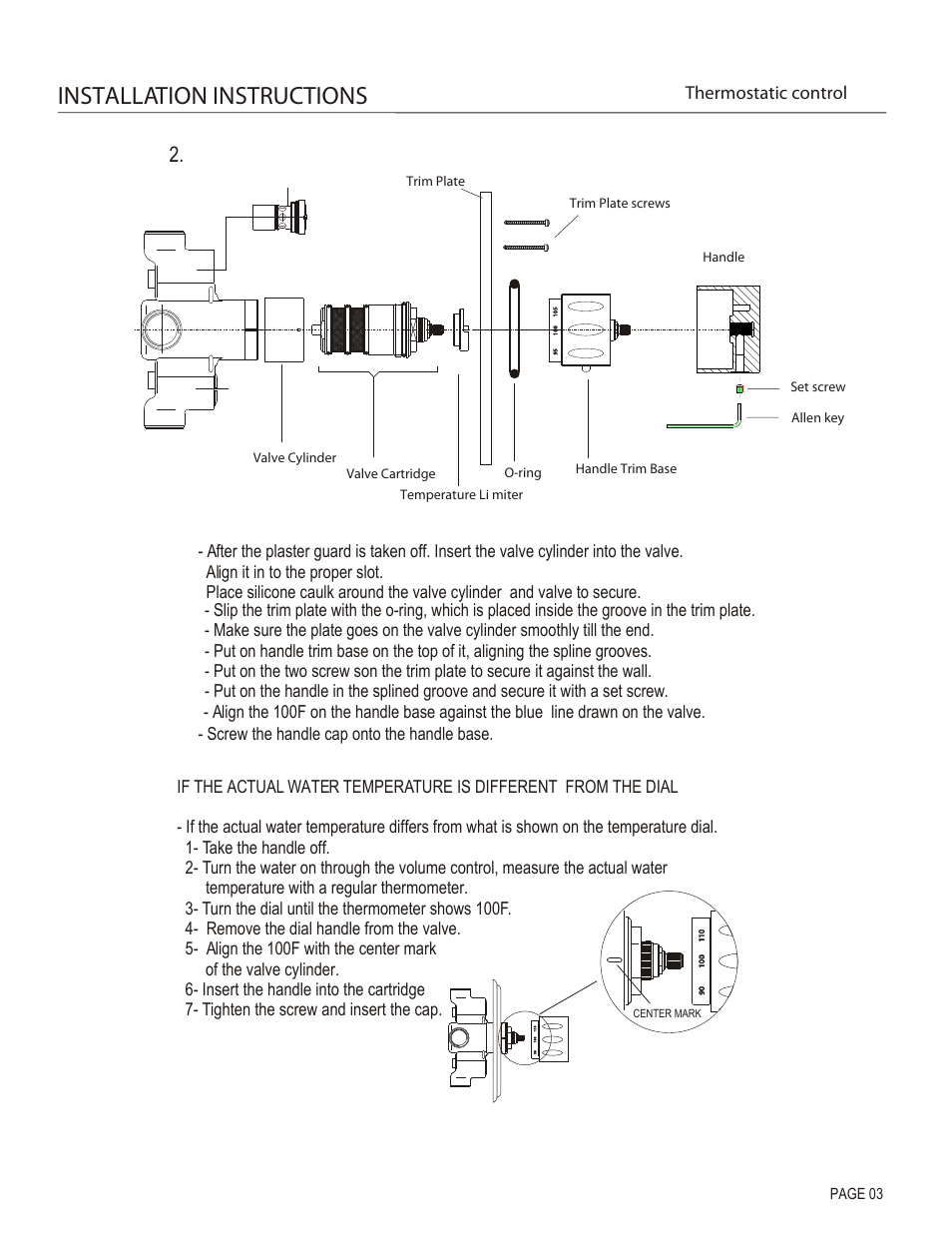 Installation instructions, Thermostatic control | Santec 7093CR-TM User Manual | Page 3 / 4