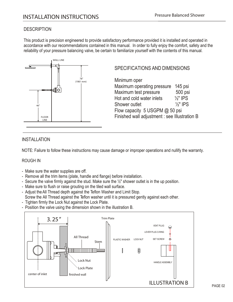 Installation instructions, Illustration b, Description | Installation | Santec 9931CU-TM User Manual | Page 2 / 4