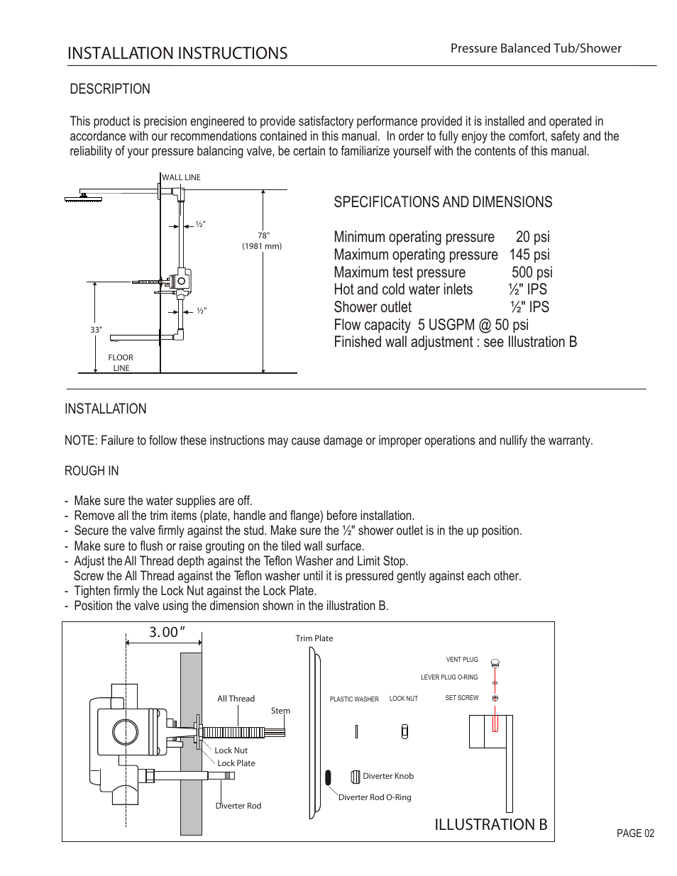 Installation instructions, Illustration b, Description | Installation | Santec 9935CU-TM User Manual | Page 2 / 4