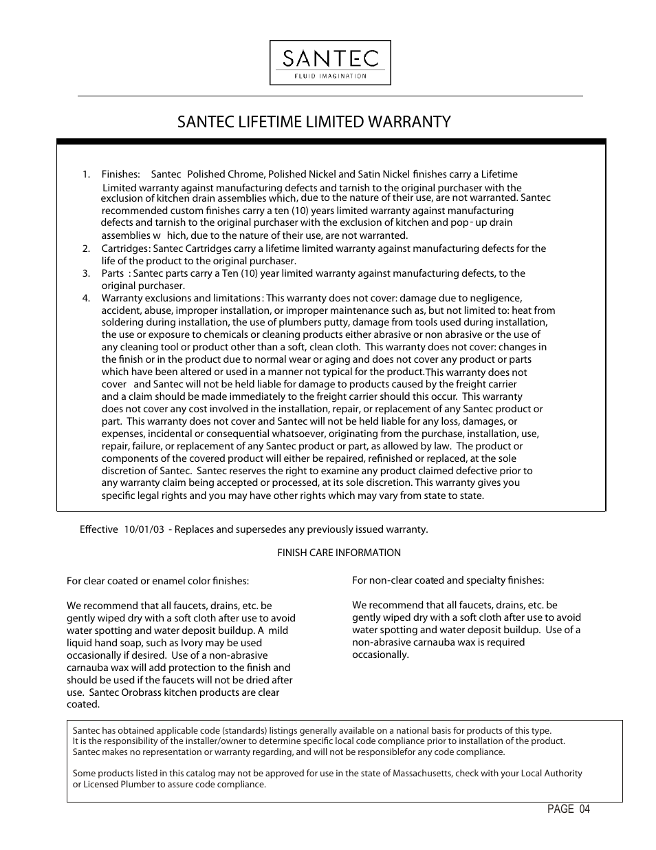 Santec lifetime limited warranty | Santec YY-CU User Manual | Page 3 / 3